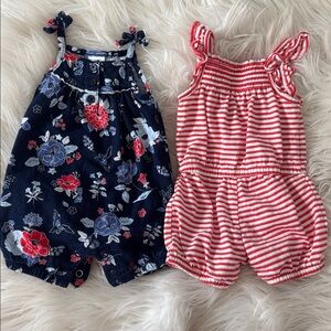 Floral and Striped Baby Romper Set